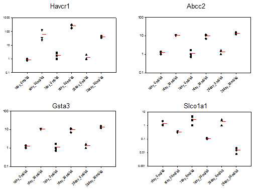 Validation of gene expression of selected DEGs in a time dependent manner in the kidney of TAA-treated group by qRT-PCR