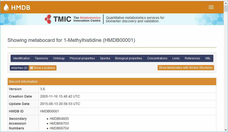 An example of a metabolite information in HMDB