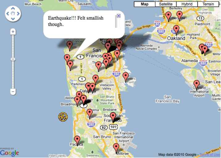 TED에서 제공한 지진발생 경보 이미지 예
