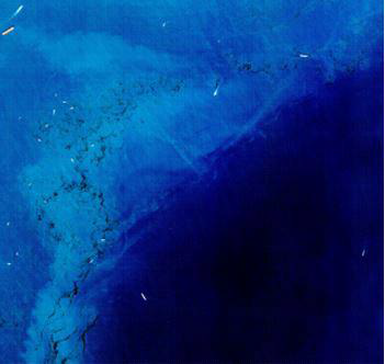 해양 기름유출 인공위성 영상(항공우주연구원)