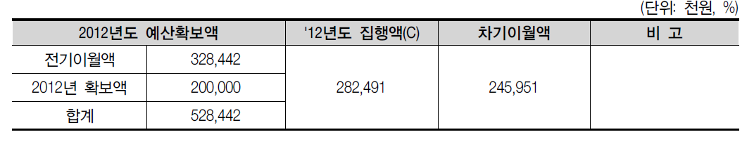 연구개발준비금 집행 현황