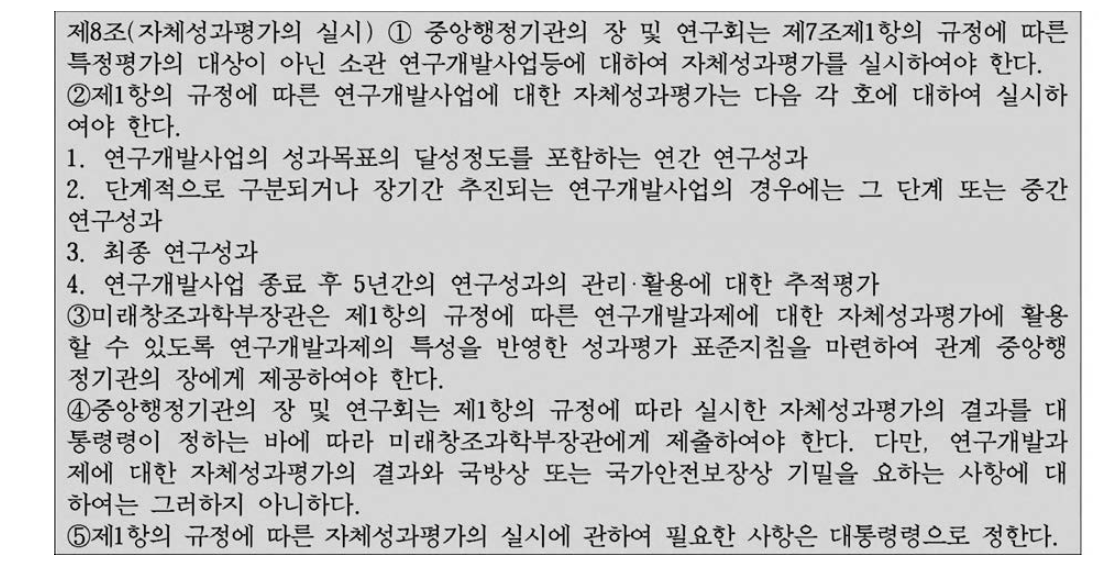 국연사 성과평가법 일부 조항 5