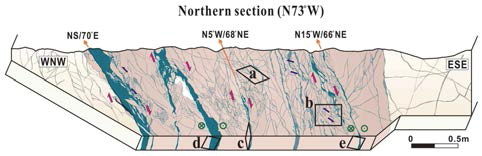 트렌치 북쪽단면에 노출되는 기반암 내 근덕단층의 발달특성