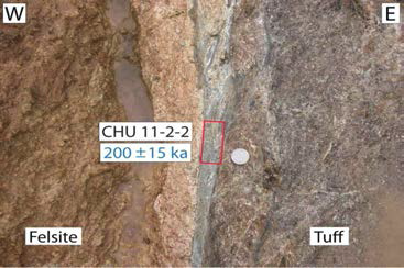 CHU 11-2-2의 노두사진 및 ESR 수치연대