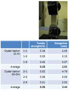인공 근막용 실크 나노섬유막의 Tensile strength 측정.