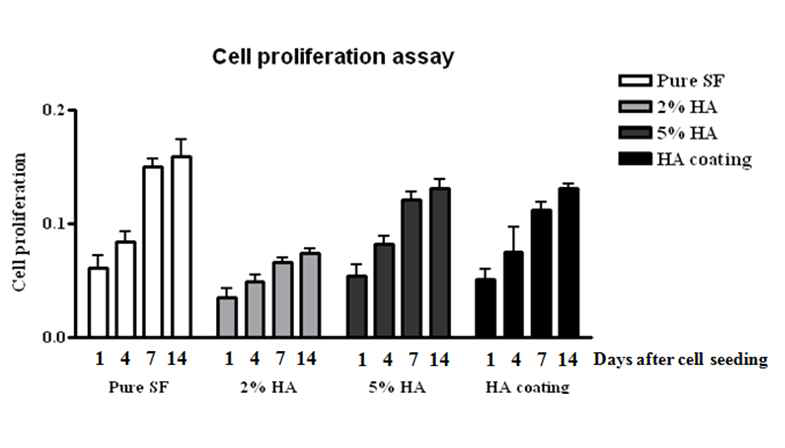 다양한 3차원 나노섬유 지지체의 in vitro 세포적합성 평가.