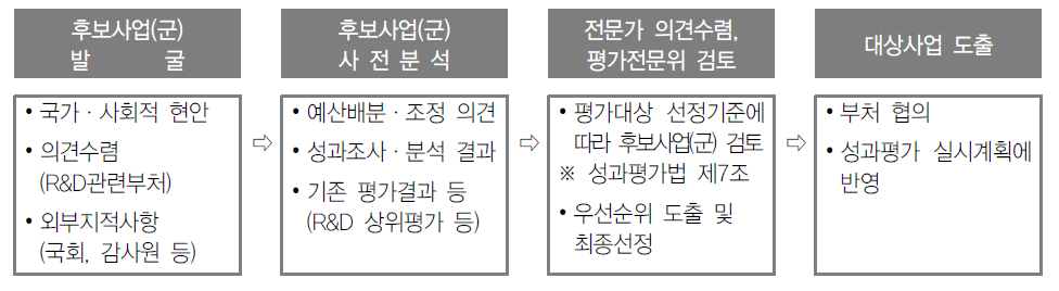 2015년 특정평가 대상 후보사업(군) 선정 절차·체계