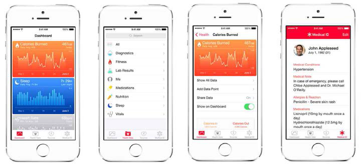 애플의 Healthkit 어플리케이션 사용화면