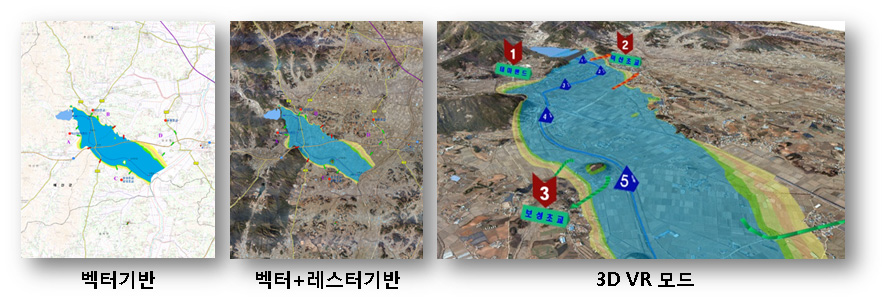 세 가지 표현방식을 통한 지도 표현의 예