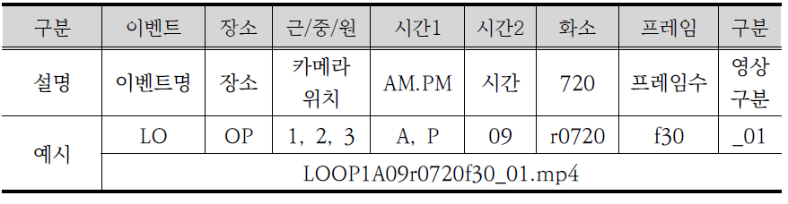 영상 DB 파일명 규칙