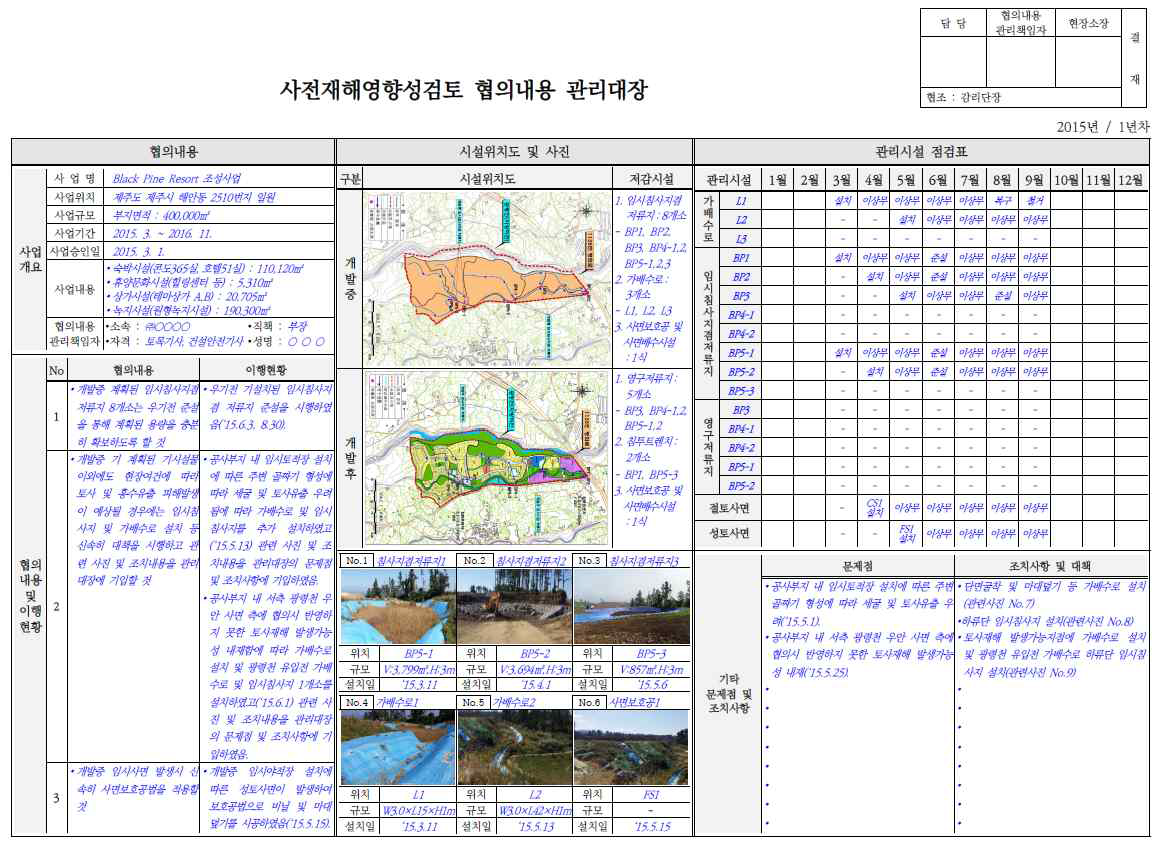 협의내용 관리 대장 작성 샘플