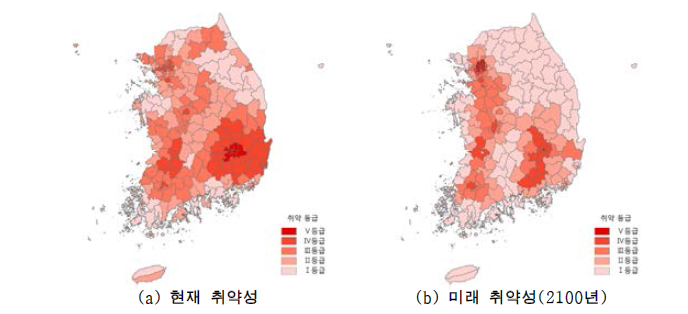 국토교통부(2012)의 폭염 취약성 분석 결과
