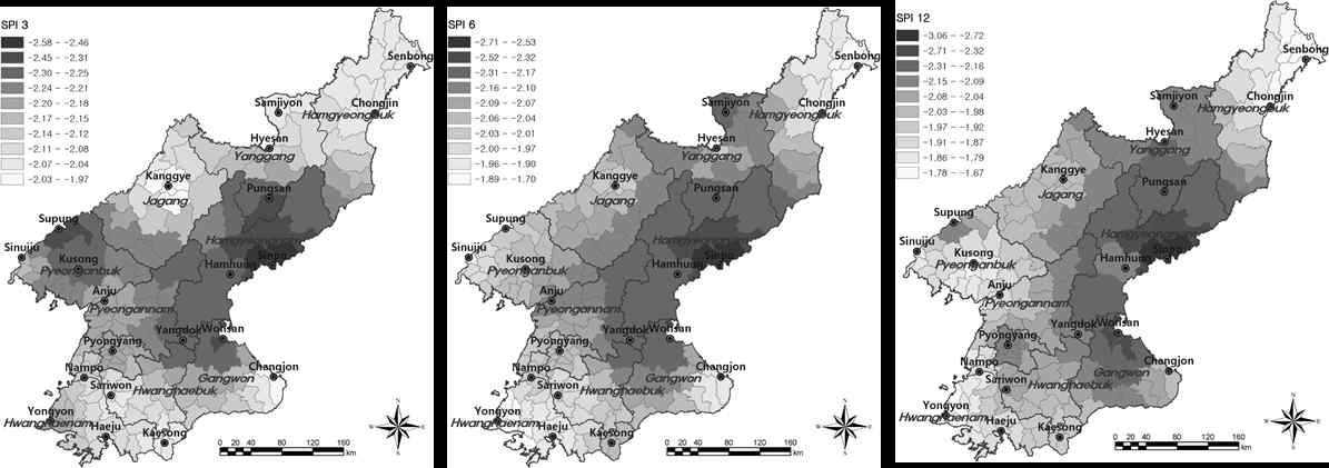 북한 지역의 SPI를 통한 가뭄 위험도