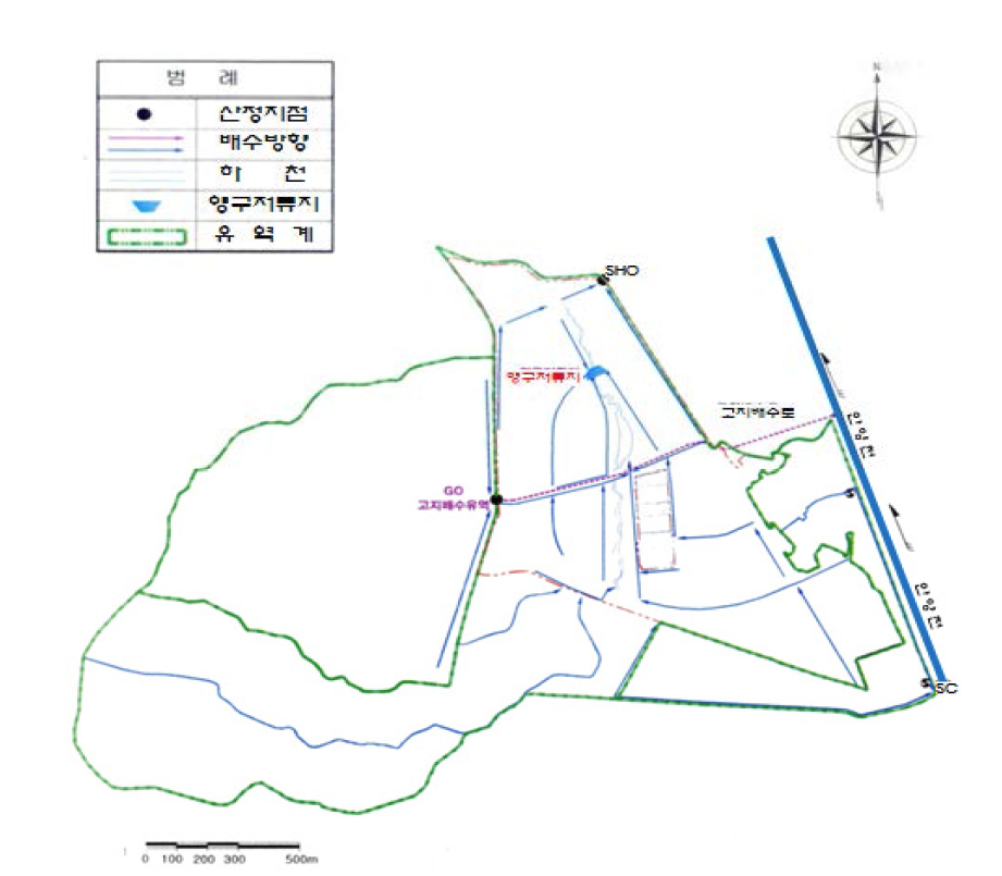 영구저류지 위치도(광명 소하지구 택지개발사업, 2004)