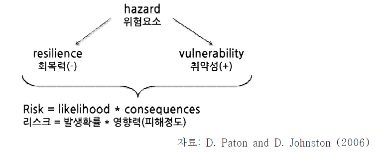 위험, 회복력, 취약성 간의 관계