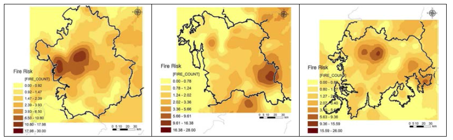 산불 발생의 지역별 공간자기상관성을 활용한 공간분석 사례