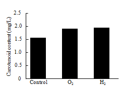 Carotenoid content of N. oculata in nano-bubble oxygen and hydrogen water.