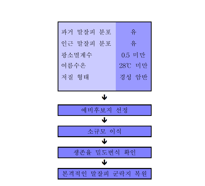 말잘피 군락지 복원 적지 선정 절차