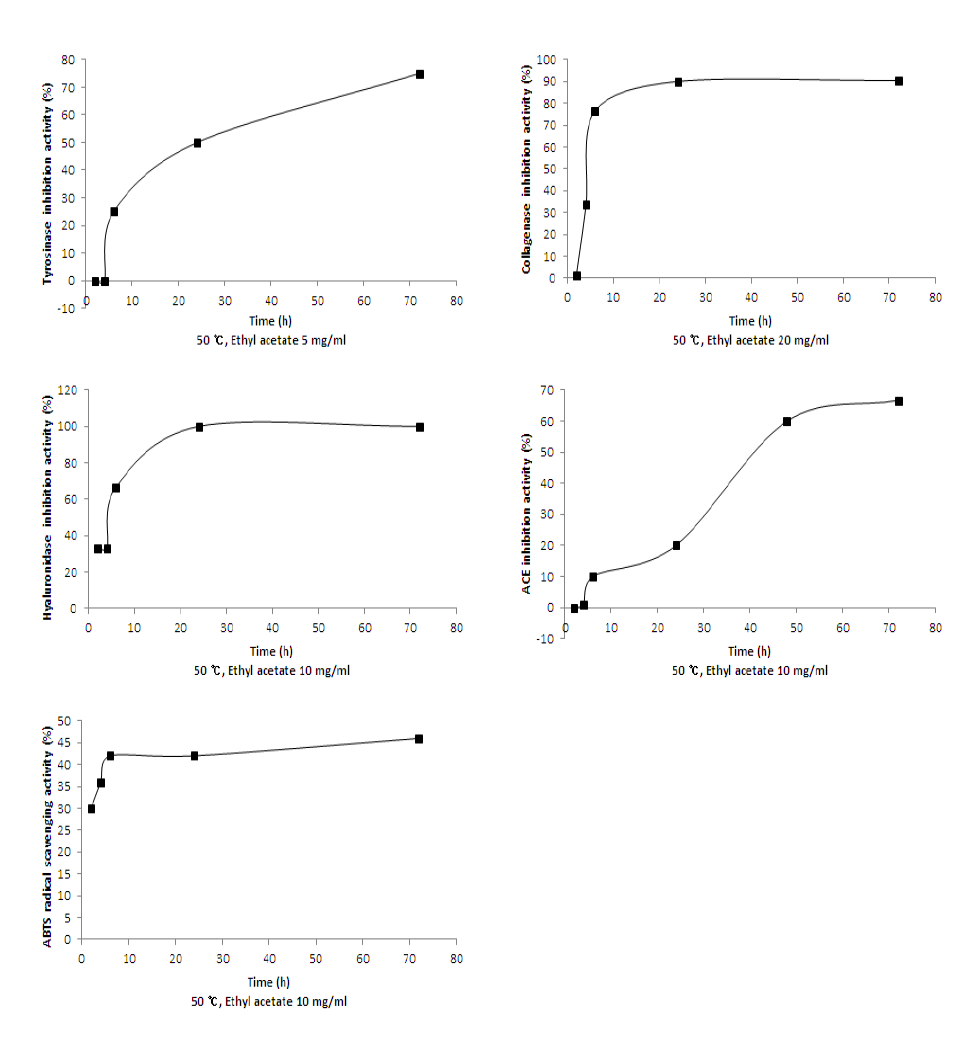 Biological activities of microbial cellulose impregnated with ethyl acetate extract of Styela clava tunic (50℃).