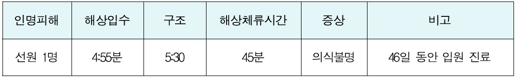 9.77톤 소형선망어선 화재사고 인명피해 개요