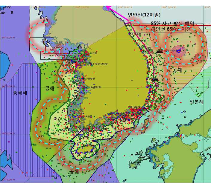 어선 해양사고 발생해역 분포도