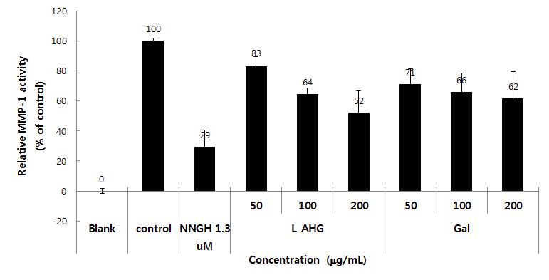 L-AHG의 MMP-1 활성 억제 효능 측정.