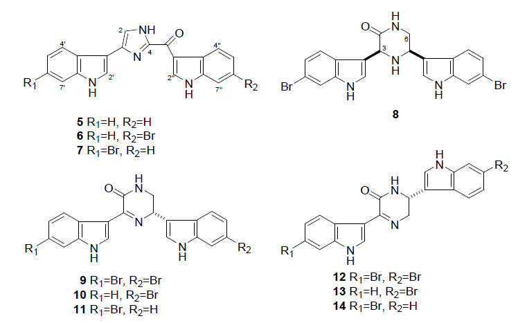 Structures of compounds 5–14.