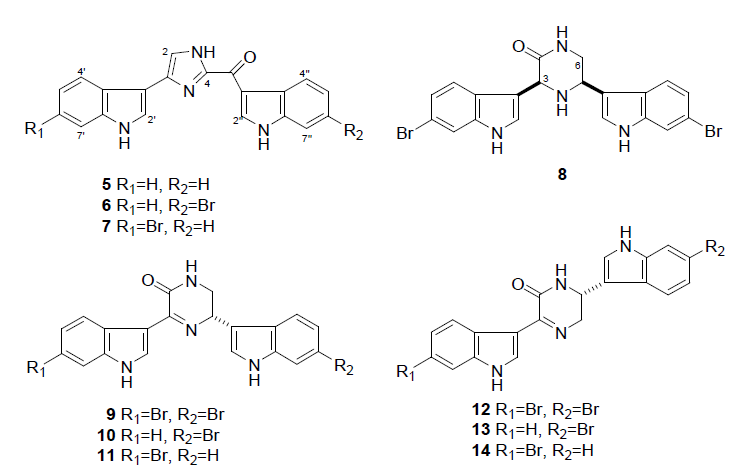 Structures of compounds 5–14.