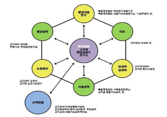 고치현의 해앙심층수 산학관 네트워크 및 주요 개발 분야