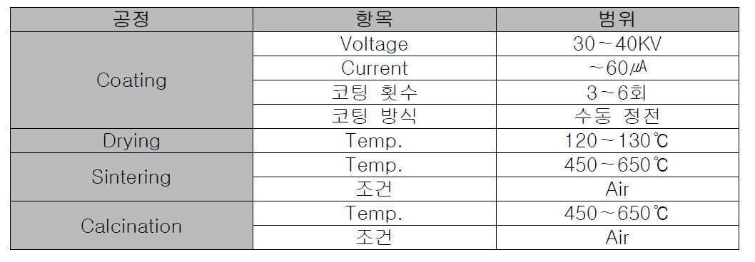 전극 제조 조건