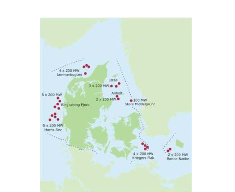 덴마크 해상풍력발전단지 조성 예정지역