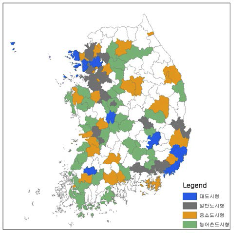 도시 규모별 폐기물 발생량 예측 모델식 범위