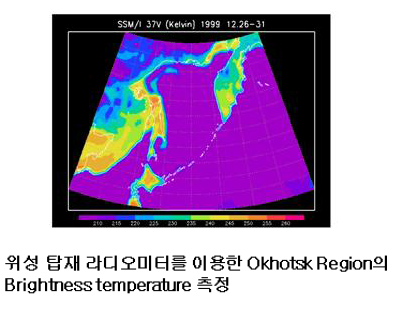 위성용 마이크로파 라디오미터 이용 지표면의 brightness 측정 결과