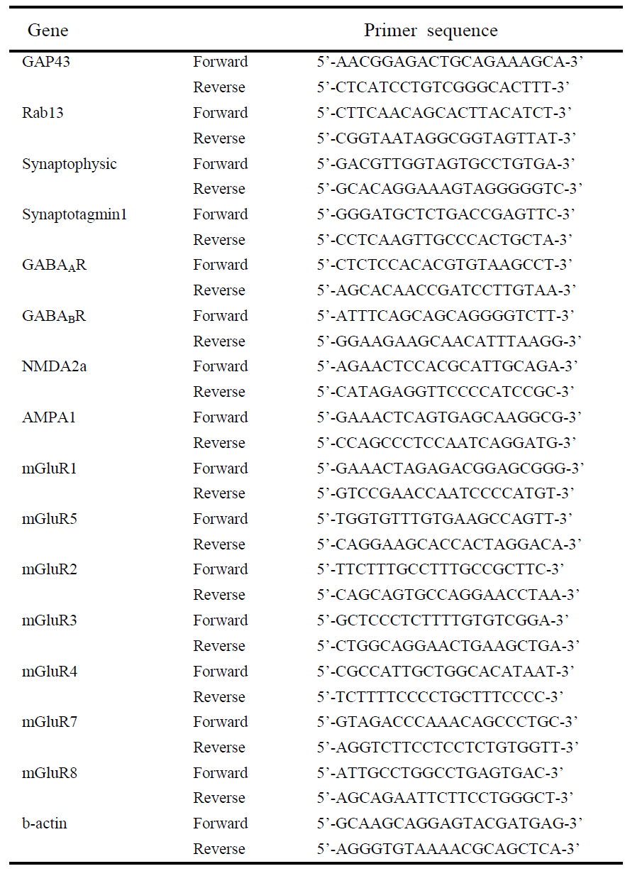 Primer sequences for real-time PCR used in this study