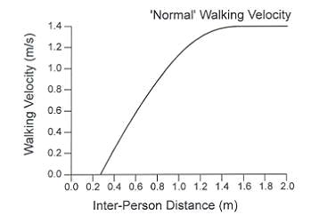 사람간격에 따른 보행속도