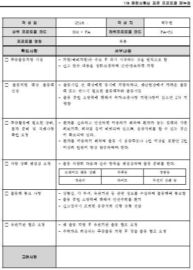 구급 출동지령 프로토콜