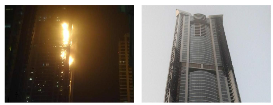두바이 마리나시티 더 토치 초고층건물 화재