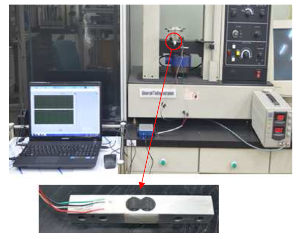 로드셀 특성실험 장면