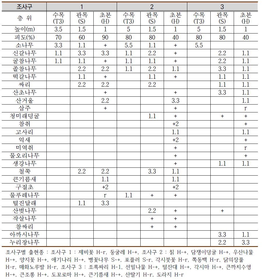 2000년 고성산불 피해 후 소나무 조림지의 식생