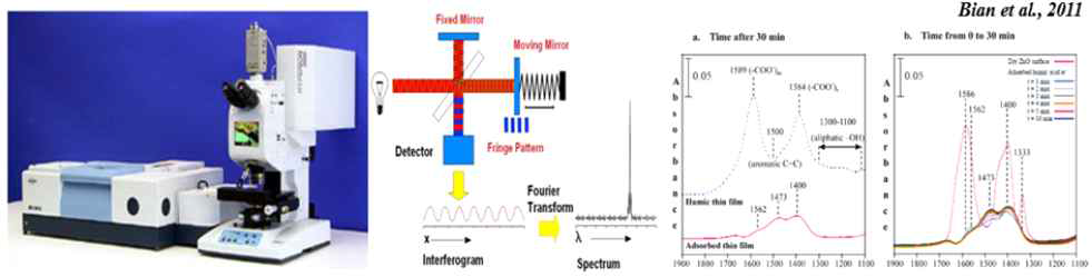적외선 분광 광도계의 모습과 측정 원리 및 결과.