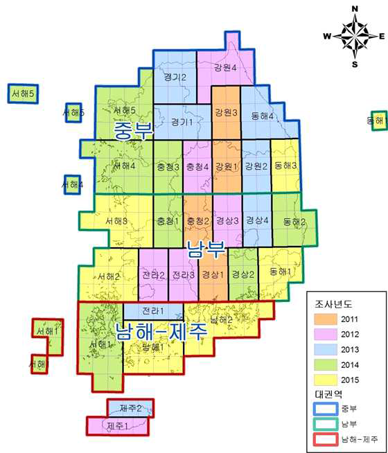 Survey regions of the general survey on national inland wetlands.