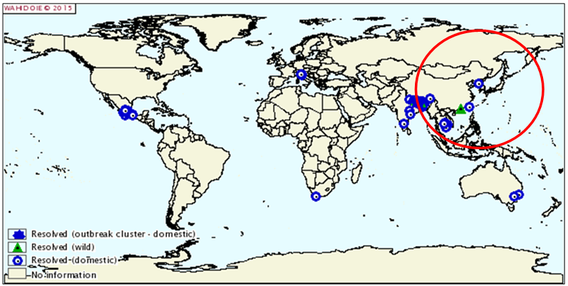 Maps of AIV outbreak regions(OIE)