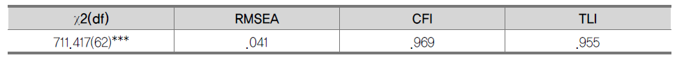문화적 소양 타당화 측정모형의 적합도