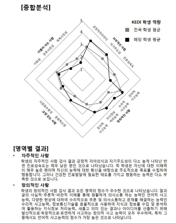 학생역량 프로파일 결과지 예시