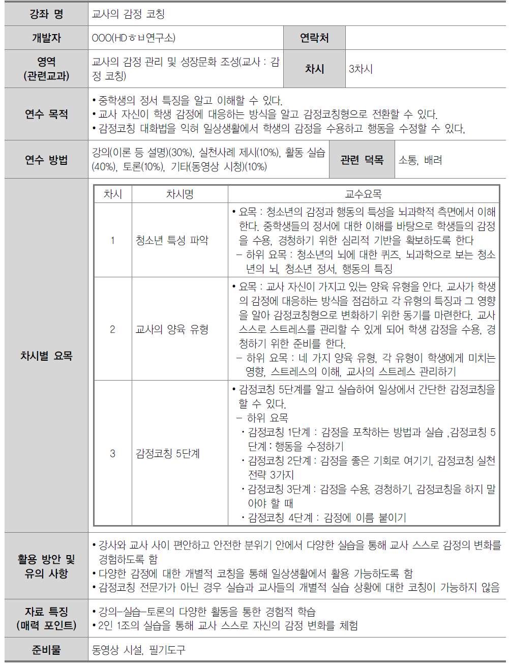 중학교 교원 인성교육 연수자료(8영역)-8-1. 교사의 감정 코칭