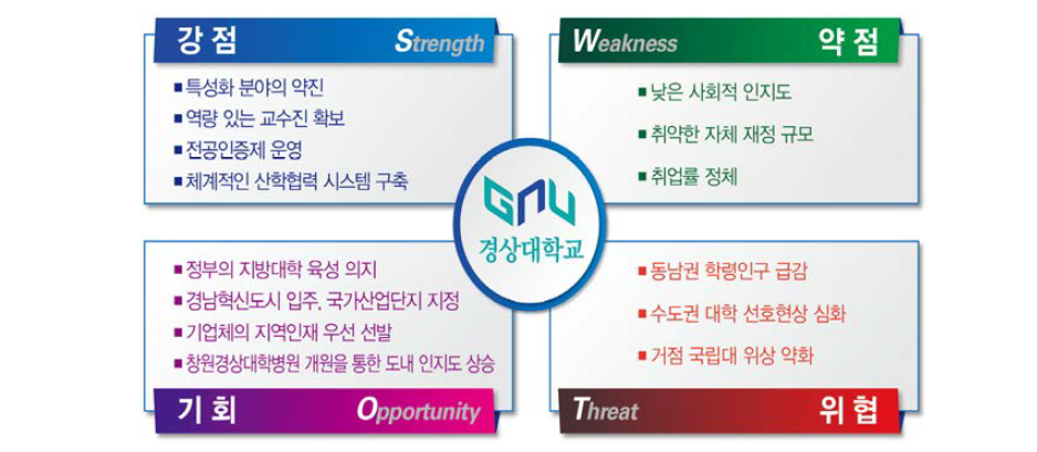 대학의 강약점 분석(SWOT 분석)