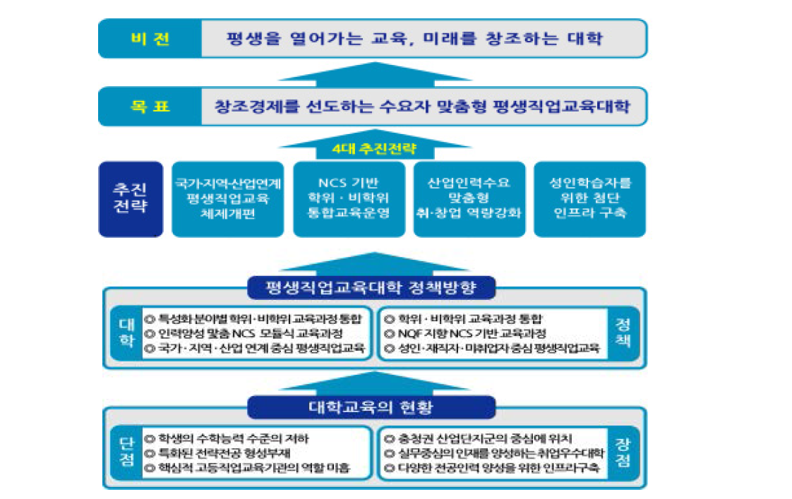 평생직업교육대학 비전 및 목표, 추진전략