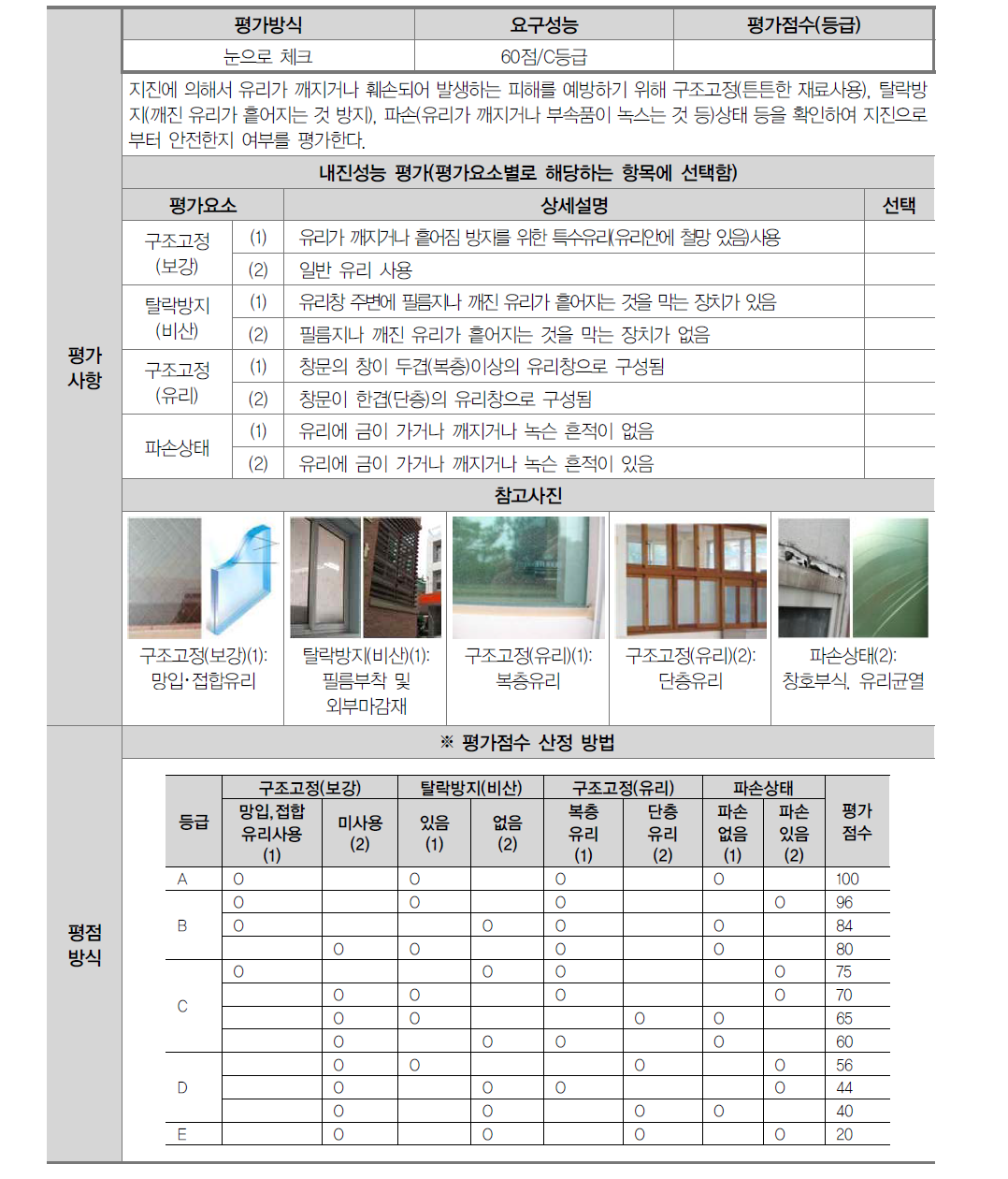 창･유리 내진성능 평가시트