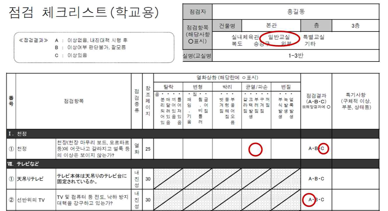 점검체크리스트(학교용)(일부)