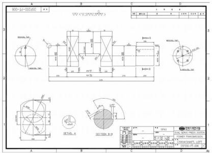 크랭크샤프트 좌 설계도면. ( ) ]